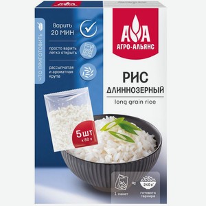 Рис Агро-Альянс Экстра длиннозерный высший сорт, 5x80г