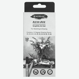 Набор чернографитных карандашей Artmate 12 Твердостей, 12 шт
