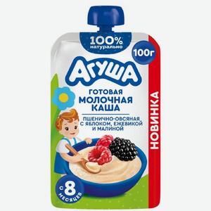 Каша детская молочная пшенично-овсяная Агуша Яблоко-Яжевика-Малина с 8 мес., 100г, 100 г