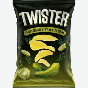 ЧипсыTwister Картофель хрустящий со вкусом малосольного огурчика и укропа, 40г, 40 г