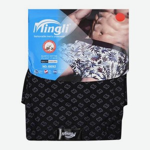 Трусы-боксеры мужские чёрные с рисунком Mingli Vilena в ассортименте