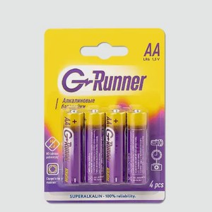 Батарейки алкалиновые «G-runner» AA/LR6, 1,5 V, 4шт, 0,1 г