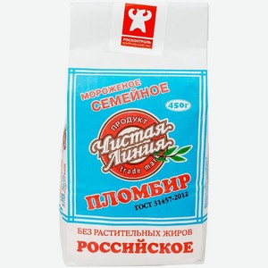 Пломбир Чистая Линия Семейное ванильный 12%, 450г