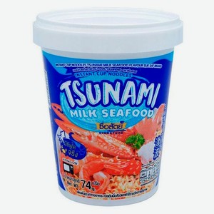 Лапша быстрого приготовления Sue Sat Tsunami со вкусом сливочного супа с морепродуктами Таиланд, 74 г