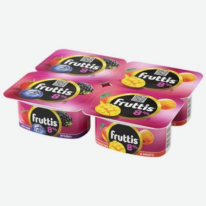 Продукт йогуртный Fruttis Абрикос-манго или лесные ягоды 8% 115г, 115 г