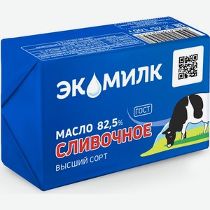 Масло сладкосливочное Экомилк Традиционное 82.5% БЗМЖ 100г, 100 г