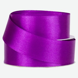 Лента флористическая «Азалия Декор» атлас фиолетовая для цветов и подарков 25 мм х 22 м, 1 шт