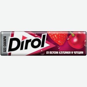 Жевательная резинка Dirol со вкусом клубники и черешни без сахара, 13.6г