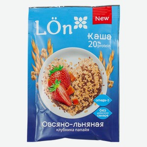 Каша Lon овсяно-льняная с клубникой и папайей, 30г