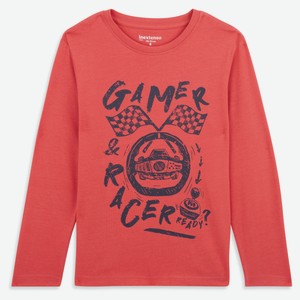 Футболка для мальчика InExtenso Gamer Racer с длинным рукавом красная, р 3-14