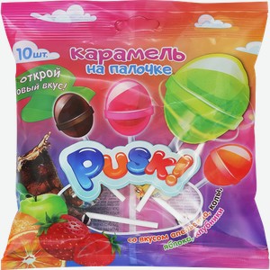 Карамель Pusk! на палочке 120 г