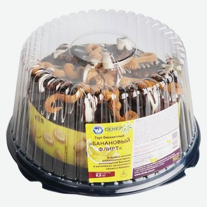 Торт шоколадно-бисквитный «Север-Метрополь» Банановый флирт с шоколадным кремом и бананом охлажденный, 1 кг