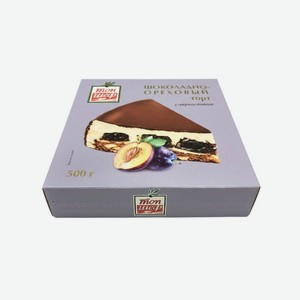 Торт Топ Шеф шоколадно-ореховый с черносливом замороженный, 500г, 500 г