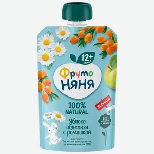 Пюре Фрутоняня Яблоко, облепиха и ромашка с 12мес. 90г, 90 г