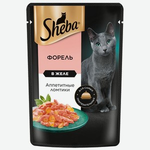 Корм влажный Sheba Ломтики в желе Форель для взрослых кошек 75г, 75 г