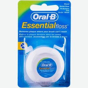 Зубная нить Oral-B Essential Floss вощеная Мята, 50м