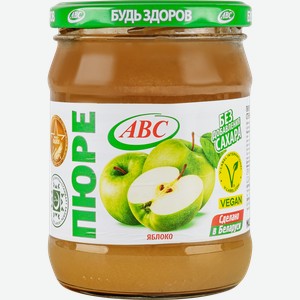 Пюре фруктовое ABC Будь здоров Яблоко, без сахара, 450г