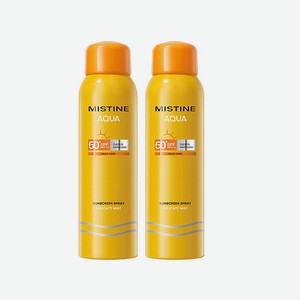 MISTINE Освежающий и успокаивающий солнцезащитный спрей AQUA SPF50+, 100 мл х 2