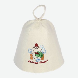 БАННЫЕ ШТУЧКИ Шапка для бани и сауны с вышивкой в ассортименте, Белый