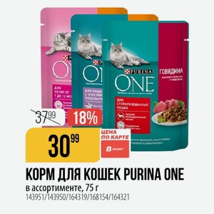 КОРМ ДЛЯ KOWEK PURINA ONE ассортименте, 75 г