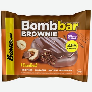 Печенье Bombbar Брауни с фундуком глазированное 50г, 54 мл