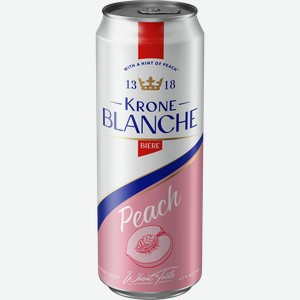 Напиток пивной KRONE BLANCHE BIERE Peach пастеризованный 4,5%, 0.45л