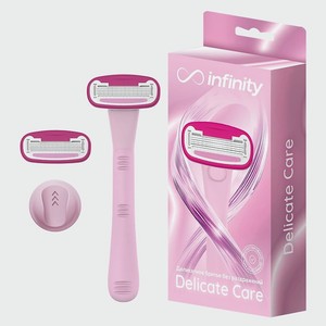 INFINITY Женская бритва станок +2 кассеты + крепление Delicate Care подарок, Розовый