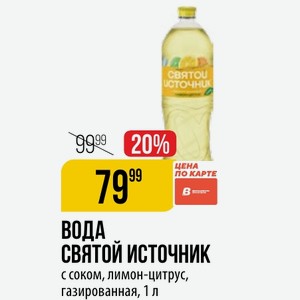 ВОДА СВЯТОЙ ИСТОЧНИК с соком, лимон-цитрус, газированная, 1 л
