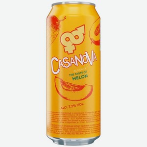 Напиток слабоалкогольный Казанова Дыня газированный 7.2% 450мл, 450 мл