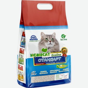 Наполнитель Homecat Ecoline Standart комкующийся для кошачьего туалета 6л, 6 л
