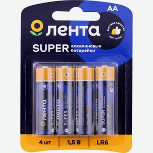 Элементы питания ЛЕНТА алкалин АА 4шт ALR604, Китай
