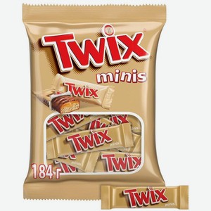 Печенье покрытое молочным шоколадом Twix Minis с карамелью, 184г
