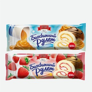 Рулет РУССКИЙ БИСКВИТ вар.сгущенка/клубника-сливки 175г