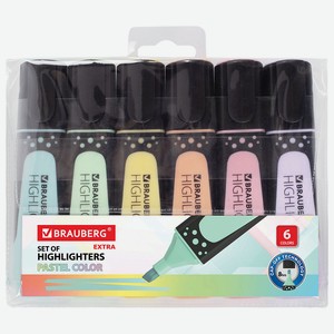 BRAUBERG Набор текстовыделителей  EXTRA PASTEL , 6 шт