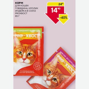 Корм Прохвост Д/кошек Говядина, Индейка, Кролик В Соусе 85г М/у