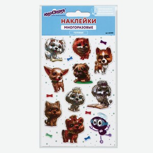 ЮНЛАНДИЯ Наклейки гелевые Собачки, многоразовые, Комбинированный