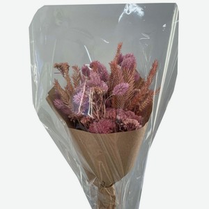 Букет из сухоцветов тысячелистник, житняк, фаларис в крафте,