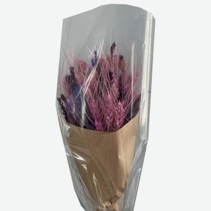 Букет из сухоцветов рожь, лаванда, фаларис в крафте, 60 г