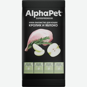 Крем-лакомство для кошек AlphaPet Superpremium Кролик и яблоко 4 шт. х 12 г
