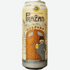 Пиво Prazan Svetly Lezak светлое фильтрованное пастеризованное 4.8% 500мл, 500 мл