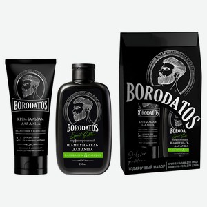 Набор подарочный Borodatos, Шампунь-гель для душа 250 мл + Крем-бальзам для лица 75 мл