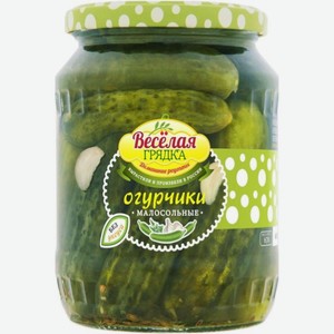 Огурцы консервированные Веселая грядка Огурчики малосольные пастеризованные 670г, 670 г