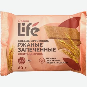 Хлебцы хрустящие ЛЕНТА LIFE Ржаные запеченные, Россия, 60 г