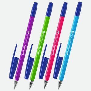 BRAUBERG Набор шариковых ручек M-500 Neon, линия письма 0,35 мм, Цвет чернил: синий.