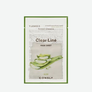 Тканевая маска для лица увлажняющая с экстрактом алоэ Consly Clear Line 25мл