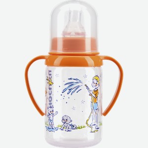 Бутылочка КУРНОСИКИ ПП с ручками и силиконовой соской 125мл