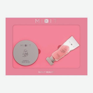 Подарочный набор для макияжа Mixit Блеск для губ Elixir + Компактные сияющие румяна Sunlit Beauty в ассортименте
