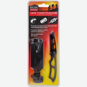 Нож туристический в ножнах ECOS EX-SW-B01G со свистком, цвет зеленый, Арт. 325123/325124/325125