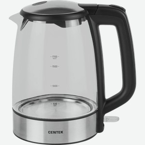 Чайник CENTEK стекло, 1.7л, 2200Вт, LED подсветка, фильтр от накипи, Strix