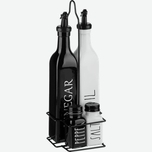 Набор для сервировки MALLONY Insalato, 5 предметов: 2 бутылки для масла, 2 емкости для специй, подставка, Арт. 110658